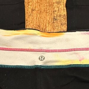 lululemon athletica Black Leggings capris with multi colored waist band